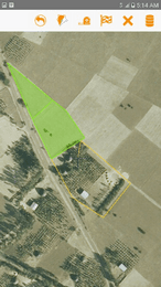 MASSREG mobile adjudication map with a traced parcel selected on orthophoto imagery