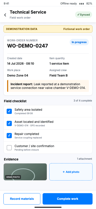 WUMIS technical service demonstration screen